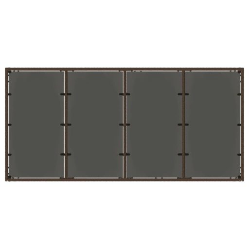 Barna polyrattan üveglapos kerti asztal 190 x 90 x 75 cm