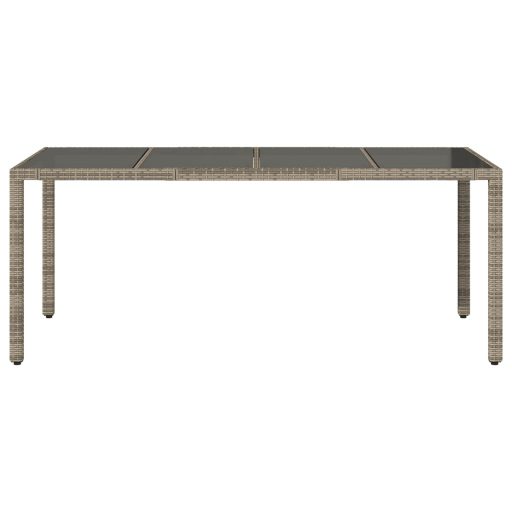Szürke polyrattan üveglapos kerti asztal 190 x 90 x 75 cm