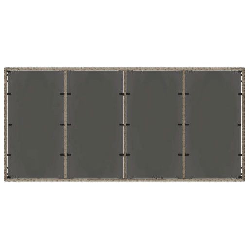 Szürke polyrattan üveglapos kerti asztal 190 x 90 x 75 cm