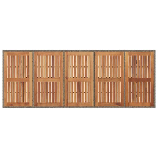Szürke polyrattan kerti asztal akácfa lappal 240 x 90 x 75 cm