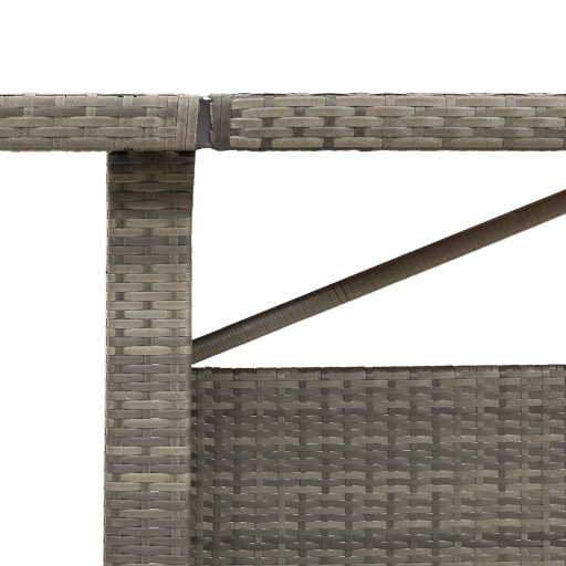 Szürke polyrattan kerti asztal akácfa lappal 240 x 90 x 75 cm
