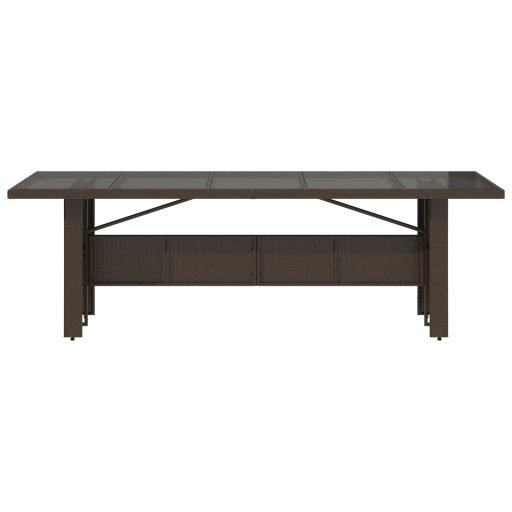 Barna polyrattan üveglapos kerti asztal 240 x 90 x 75 cm
