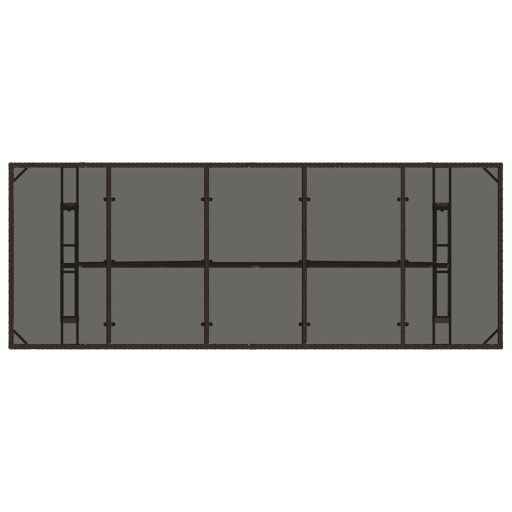 Barna polyrattan üveglapos kerti asztal 240 x 90 x 75 cm