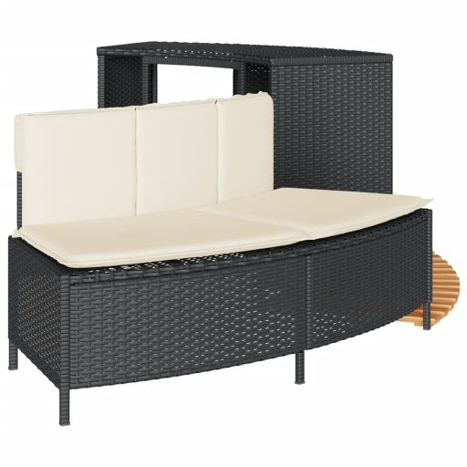 Fekete polyrattan és tömör akácfa jakuzzi-keret