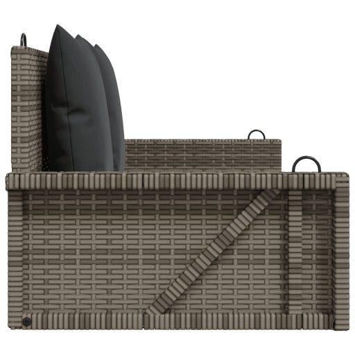 Szürke polyrattan hintapad párnákkal 119x56x48 cm