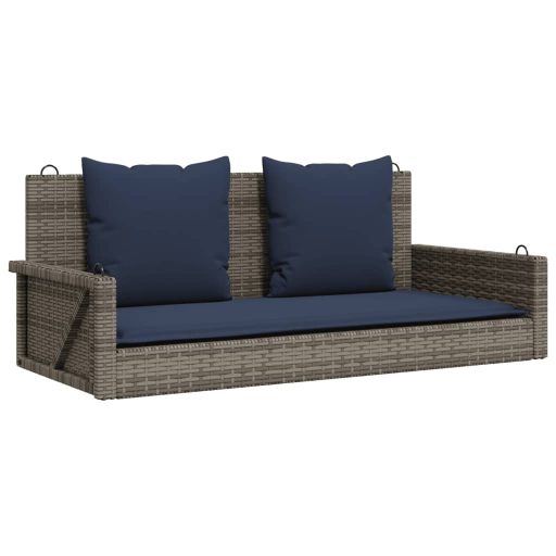 Szürke polyrattan hintapad párnákkal 119 x 56 x 48 cm