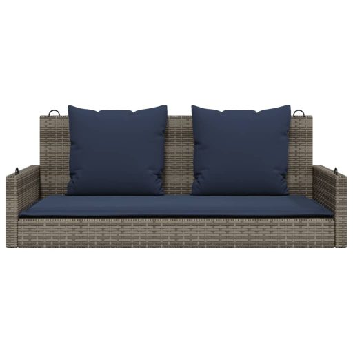 Szürke polyrattan hintapad párnákkal 119 x 56 x 48 cm