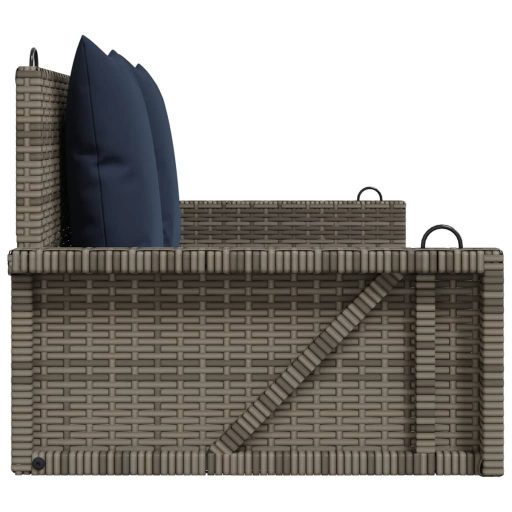 Szürke polyrattan hintapad párnákkal 119 x 56 x 48 cm