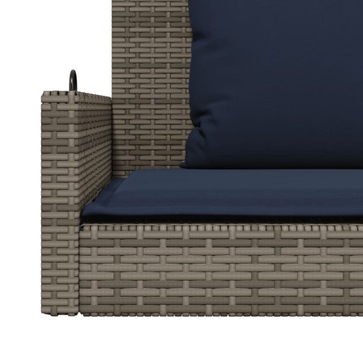 Szürke polyrattan hintapad párnákkal 119 x 56 x 48 cm