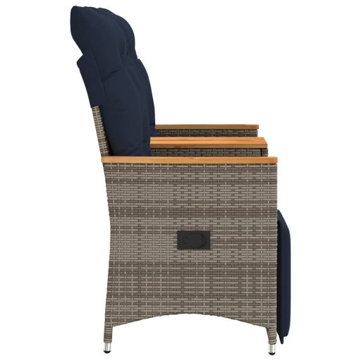 Kétszemélyes dönthető kerti kanapé asztallal, szürke polyrattan