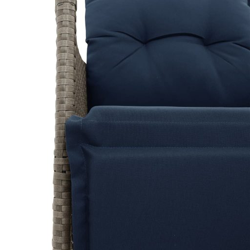 Kétszemélyes dönthető kerti kanapé asztallal, szürke polyrattan