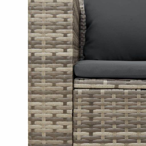 5 részes szürke polyrattan akácfa kerti ülőgarnitúra párnákkal