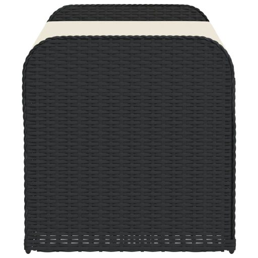 Fekete polyrattan tárolópad párnával 115 x 51 x 52 cm