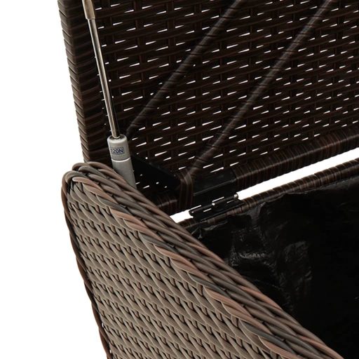 Barna polyrattan tárolópad párnával 115 x 51 x 52 cm