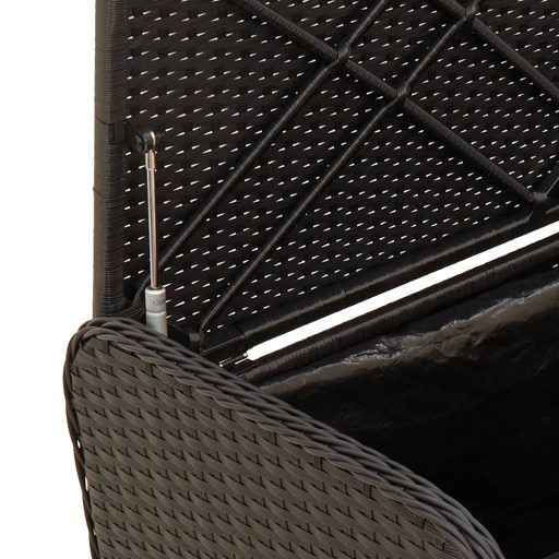 Fekete polyrattan tárolópad párnával 80 x 51 x 52 cm