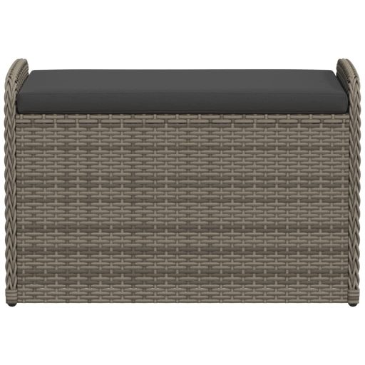 Szürke polyrattan tárolópad párnával 80 x 51 x 52 cm