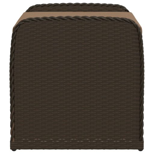 Barna polyrattan tárolópad párnával 80 x 51 x 52 cm