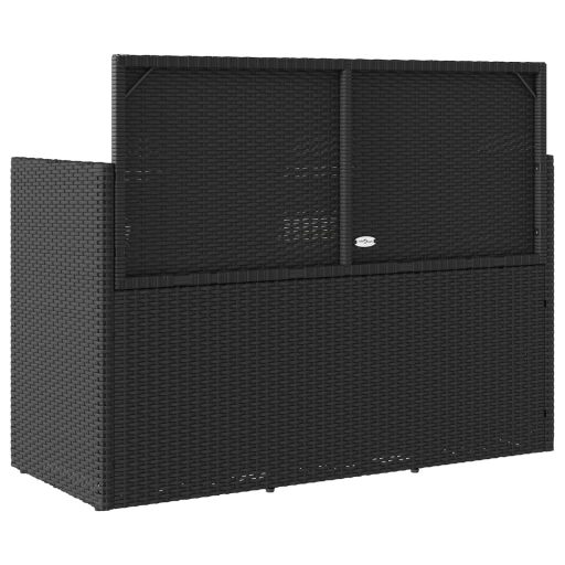 Fekete polyrattan kerti pad párnával