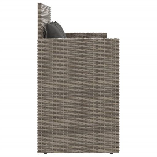 Szürke polyrattan akácfa kerti pad párnával