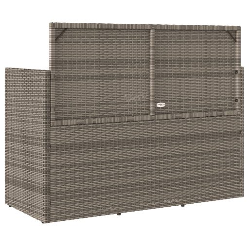 Szürke polyrattan akácfa kerti pad párnával