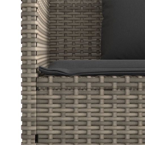 Szürke polyrattan akácfa kerti pad párnával