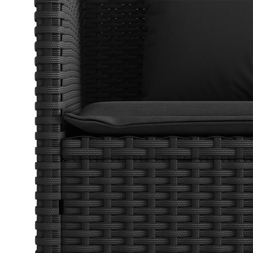 Fekete polyrattan kerti pad párnával