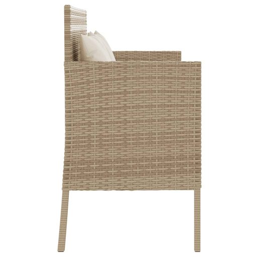 Bézs polyrattan kerti pad párnákkal