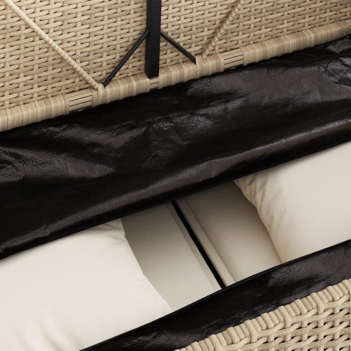 Bézs polyrattan kerti pad párnákkal