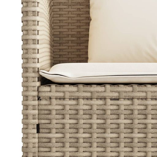 Bézs polyrattan kerti pad párnákkal