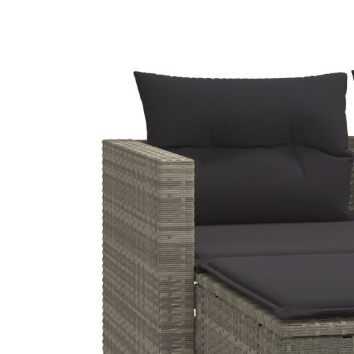 2 személyes világosszürke polyrattan kerti kanapé zsámolyokkal