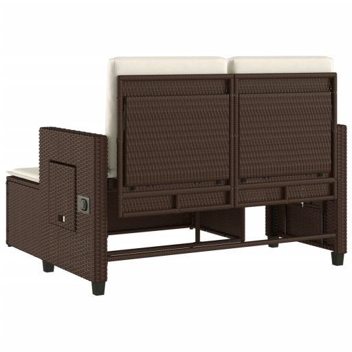 Barna polyrattan dönthető kerti pad párnával