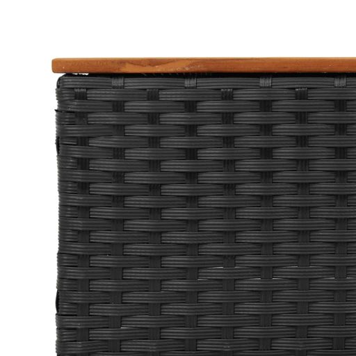 Fekete 3 személyes polyrattan kerti kanapé párnákkal