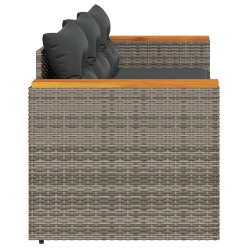 3 személyes szürke polyrattan kerti kanapé párnával