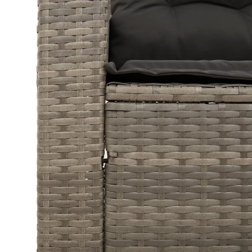 3 személyes szürke polyrattan kerti kanapé párnával