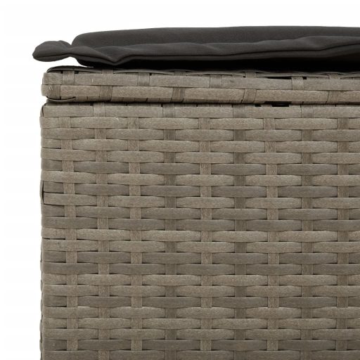 3 személyes szürke polyrattan kerti kanapé párnával
