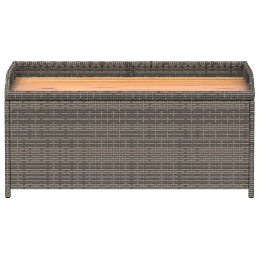 Szürke polyrattan és akácfa tárolópad 100 x 50 x 52 cm