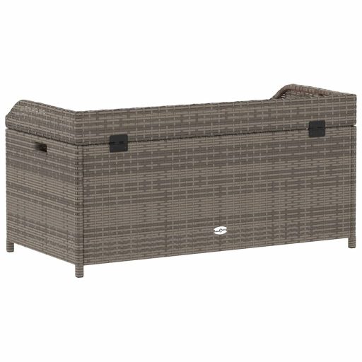 Szürke polyrattan és akácfa tárolópad 100 x 50 x 52 cm