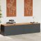 Fekete polyrattan és akácfa kerti tárolóláda 220 x 50 x 54 cm