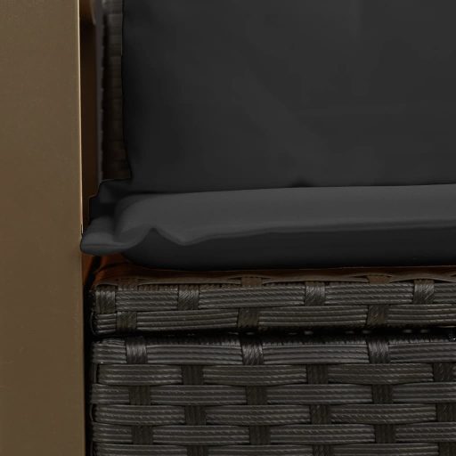2 személyes fekete polyrattan kerti kanapé párnával