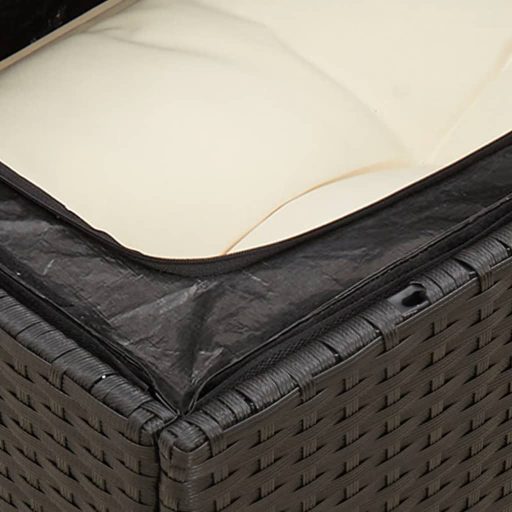 2 személyes fekete polyrattan kerti kanapé párnával