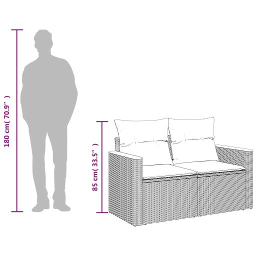 2 személyes bézs polyrattan kerti kanapé párnával