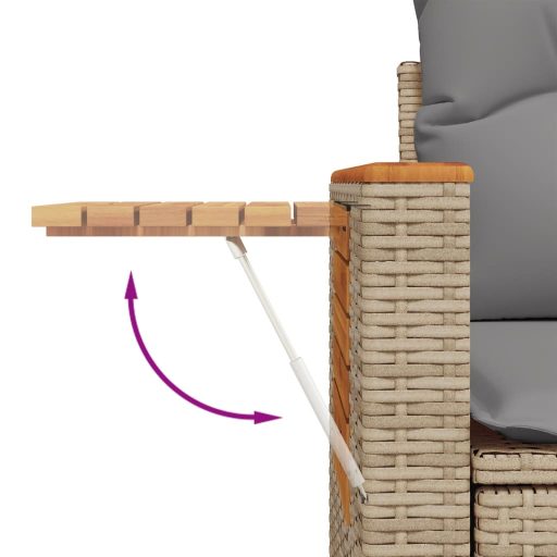 2 személyes bézs polyrattan kerti kanapé párnával