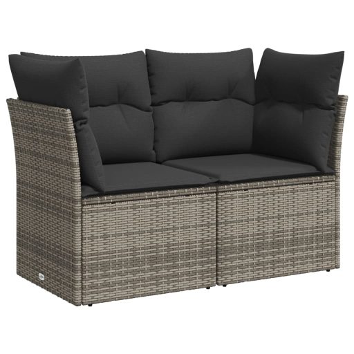 2 személyes szürke polyrattan kerti kanapé párnával