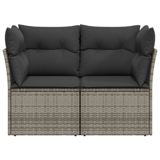 2 személyes szürke polyrattan kerti kanapé párnával