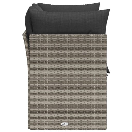 2 személyes szürke polyrattan kerti kanapé párnával