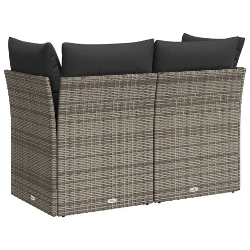 2 személyes szürke polyrattan kerti kanapé párnával