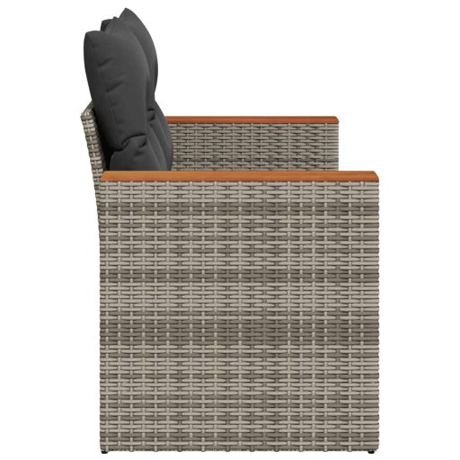 2 személyes szürke polyrattan kerti kanapé párnával