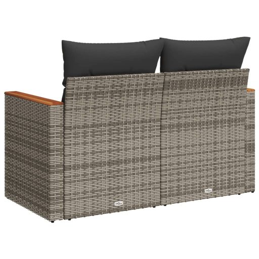 2 személyes szürke polyrattan kerti kanapé párnával