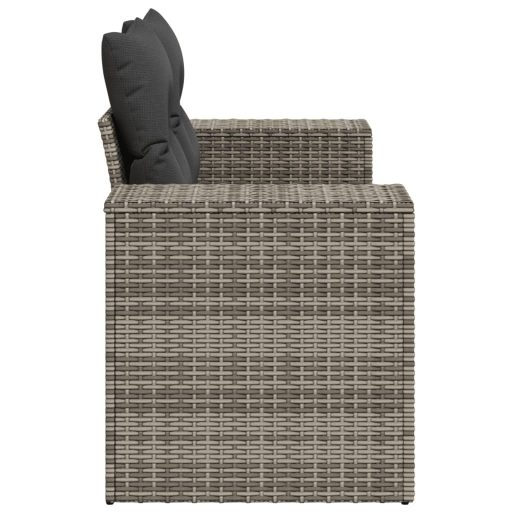 2 személyes szürke polyrattan kerti kanapé párnával