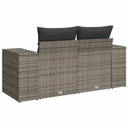 2 személyes szürke polyrattan kerti kanapé párnával